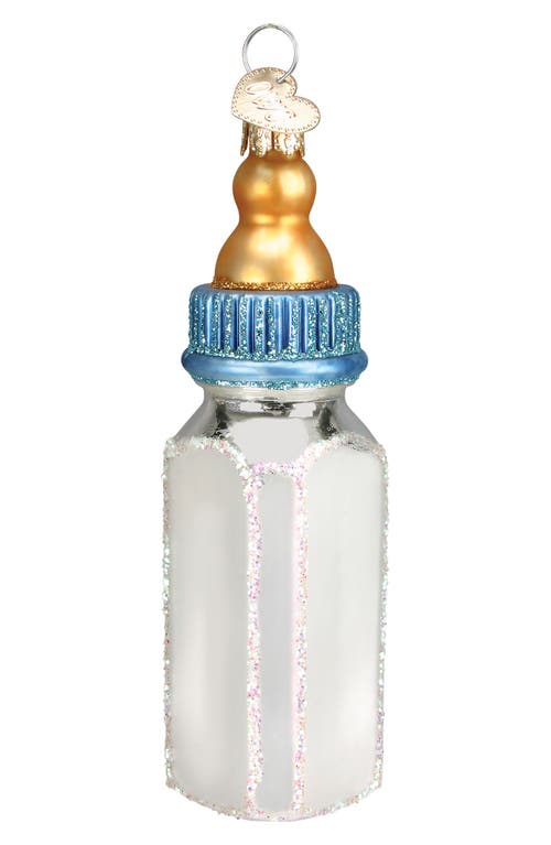 Old World Christmas Baby Bottle Glass Ornament In Blue