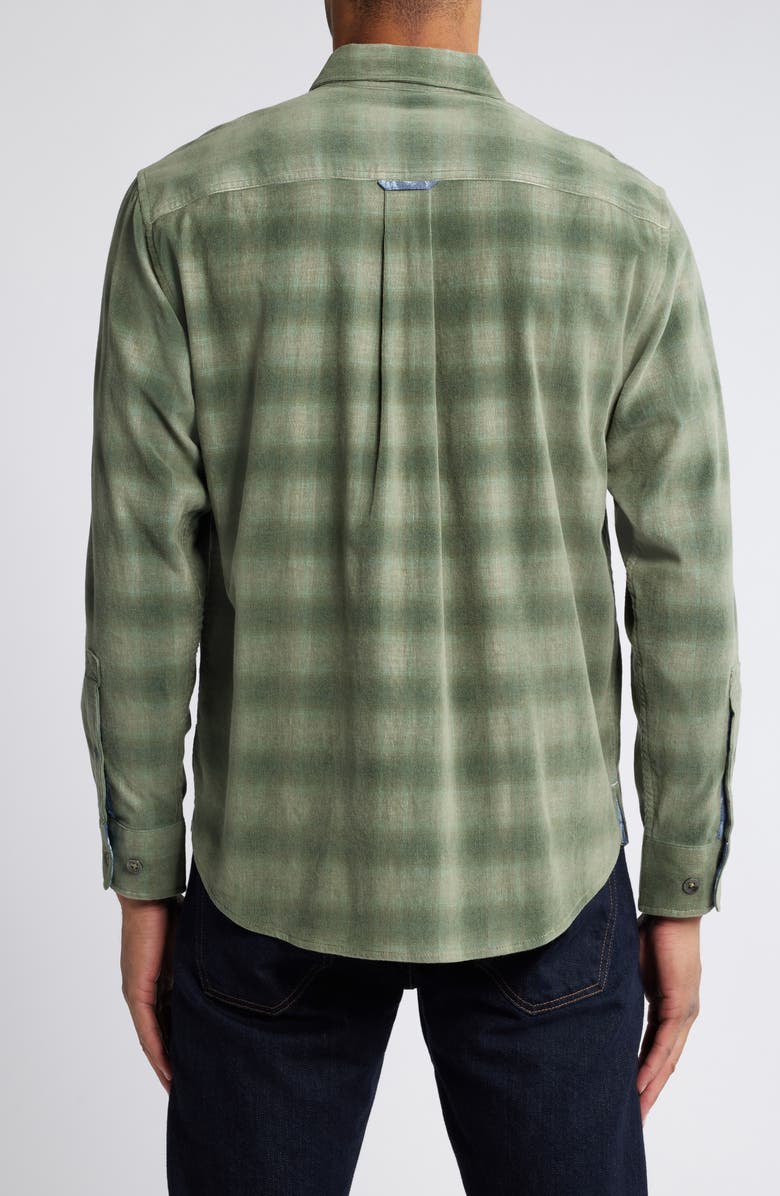 Tommy Bahama Coastline Cord Ombré Check Cordury Button-Up Shirt, Alternate, color, Army Green