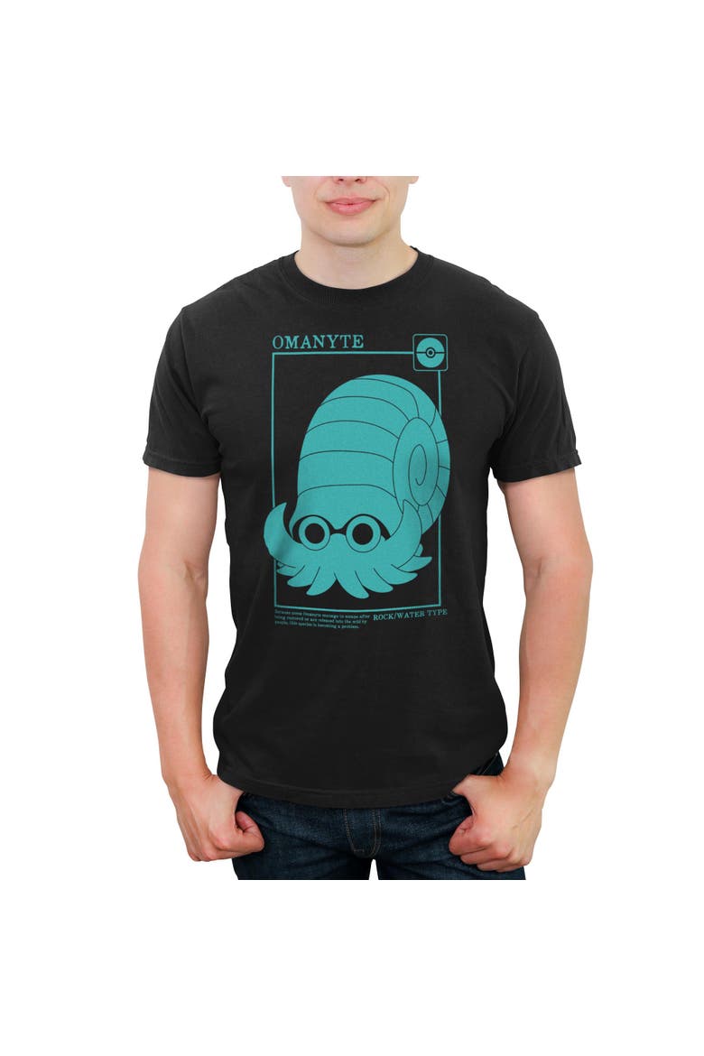 Men's Pokemon Omanyte Rock Water Type Card  Graphic T-Shirt, Main, color, Black