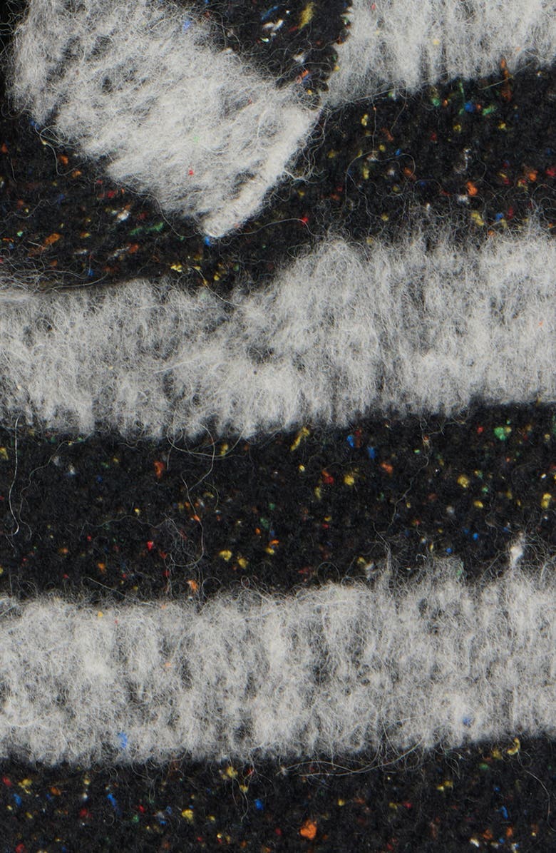 Acne Studios Vonkey Stripe Alpaca, Wool & Silk Blend Fringe Scarf, Alternate, color, Black/Grey