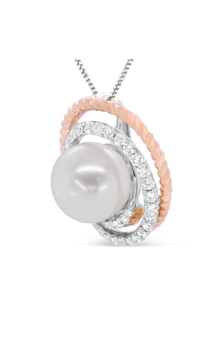 Haus of Brilliance 14K Rose and White Gold 3/8 Cttw Pave Diamond and Pearl Spiral Openwork Pendant, Alternate, color, White