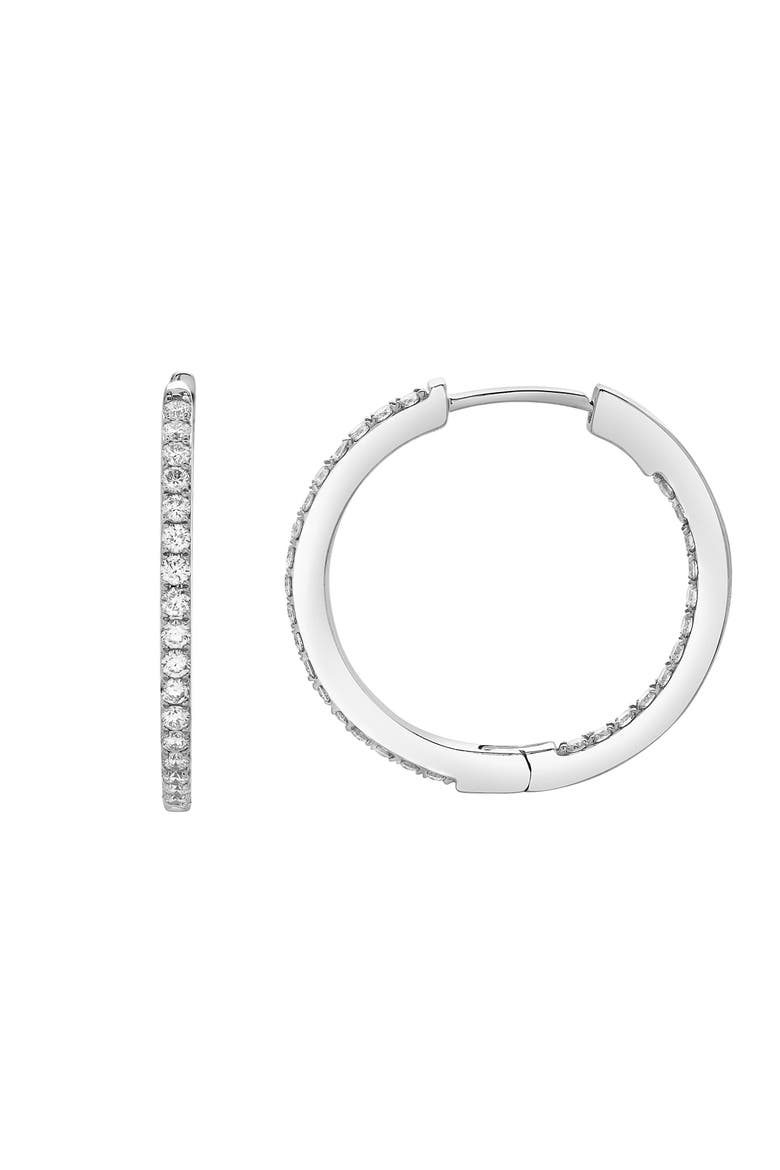 Sylviana Sleek Inside Out Hoop Earrings in 14K Gold, Main, color, 14K White Gold