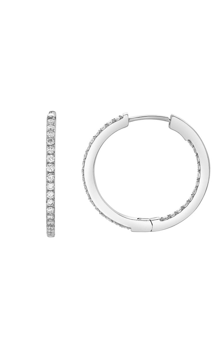 LuvMyJewelry Sylviana Sleek Inside Out Hoop Earrings in 14K Gold, Main, color, 14K White Gold