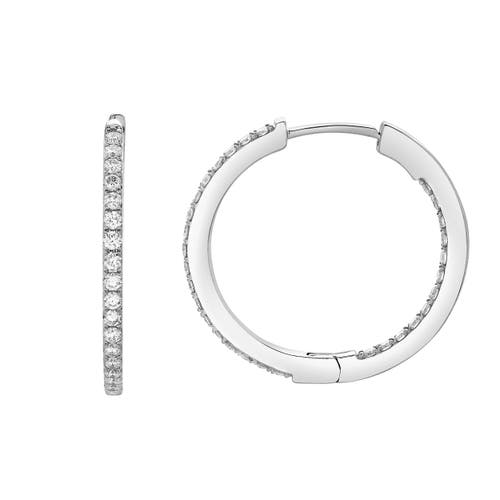 Luvmyjewelry Everbloom Sleek Inside Out Diamond Set Hoop Earrings In 14k Gold
