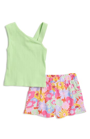 JESSICA SIMPSON JESSICA SIMPSON KIDS' STRETCH RIB TANK TOP & PULL-ON SHORTS SET