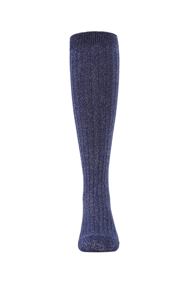 Ribbed Shimmer Knee-High Socks, Alternate, color, Navy