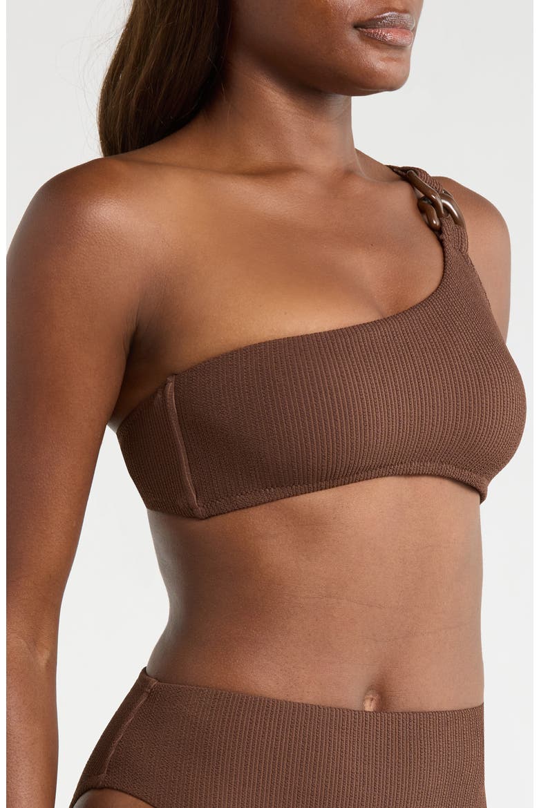 One Shoulder Ring Bikini Top, Alternate, color, ESPRESSO
