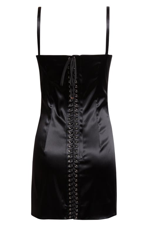 Dolce & Gabbana Stretch Satin Lace-up Mini Dress In Black