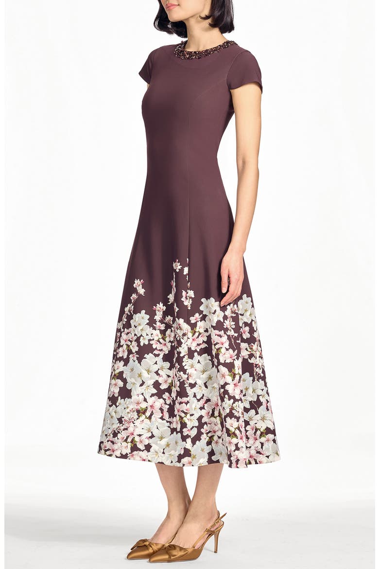 Harper Beaded Midi Dress, Alternate, color, CHOCOLATE COVERED BLOSSOMS