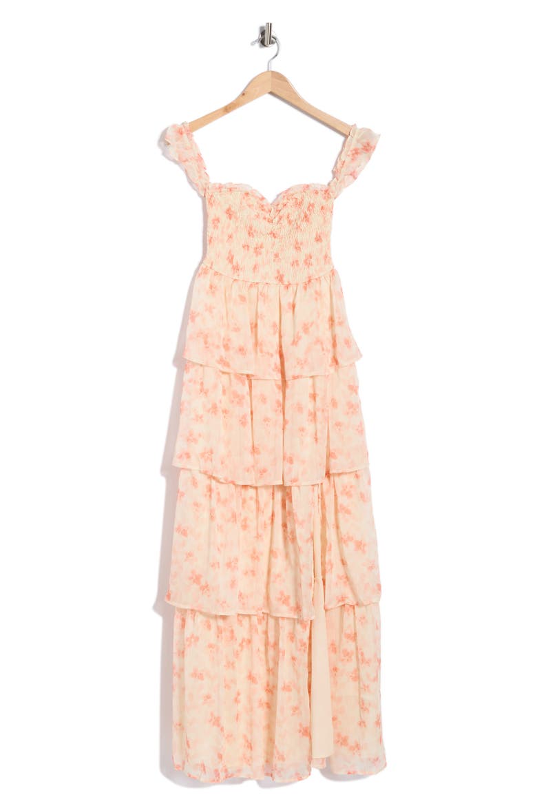 Yoryu Chiffon Printed Long Dress, Alternate, color, ORANGE