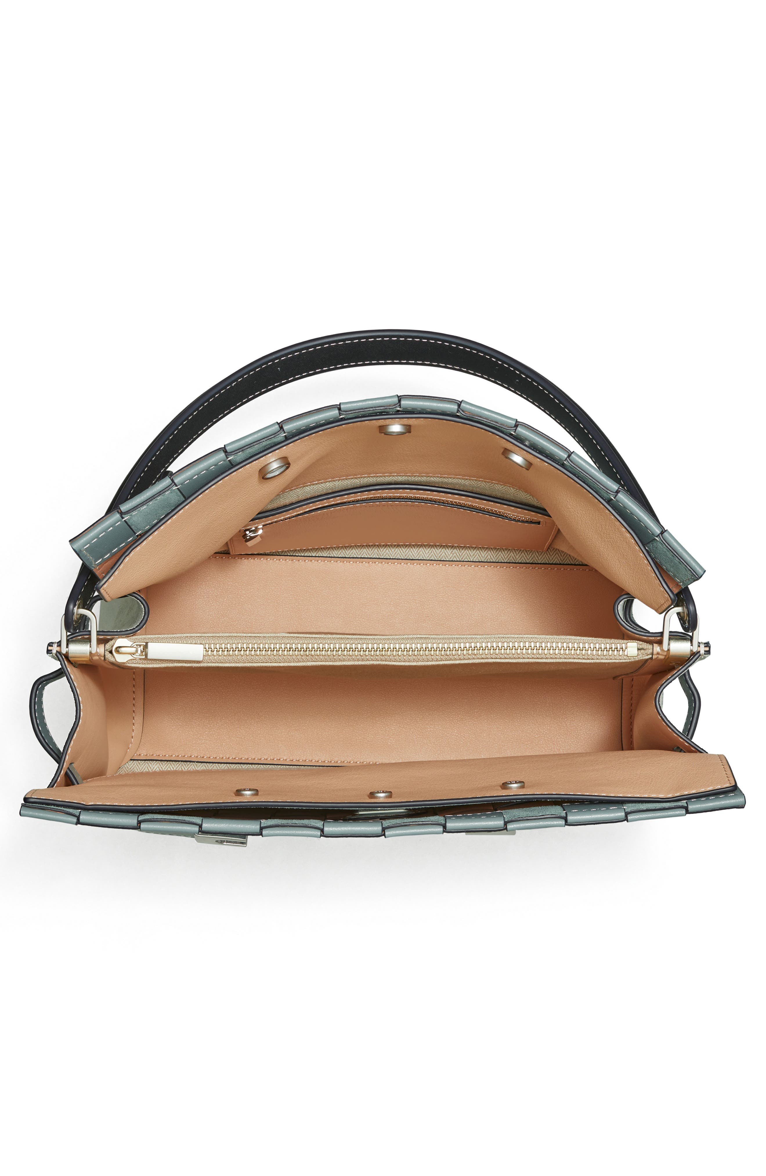 Tory Burch Lee Radziwill Woven Leather Double Bag, Alternate, color, 