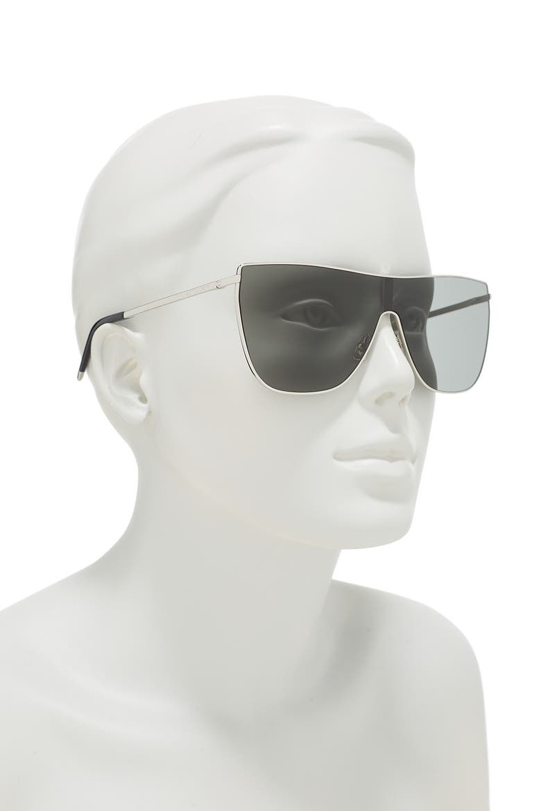 Shield 99mm Sunglasses, Alternate, color, SILVER SILVER GREY