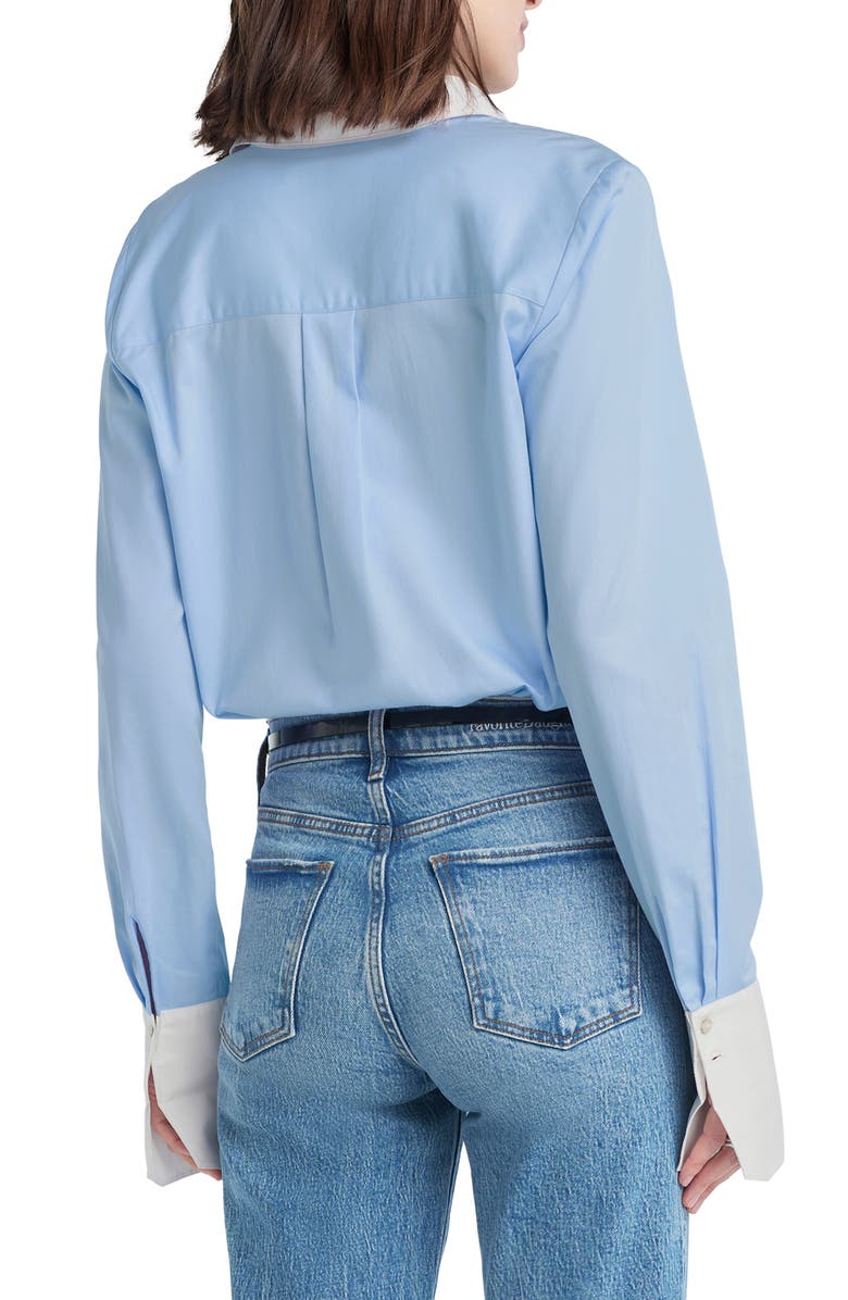 Favorite Daughter The Cuffed Statement Shirt, Alternate, color, Powder Blue/ Bright