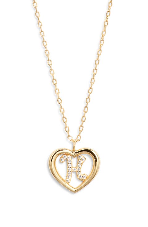 Heart Cubic Zirconia Initial Pendant Necklace