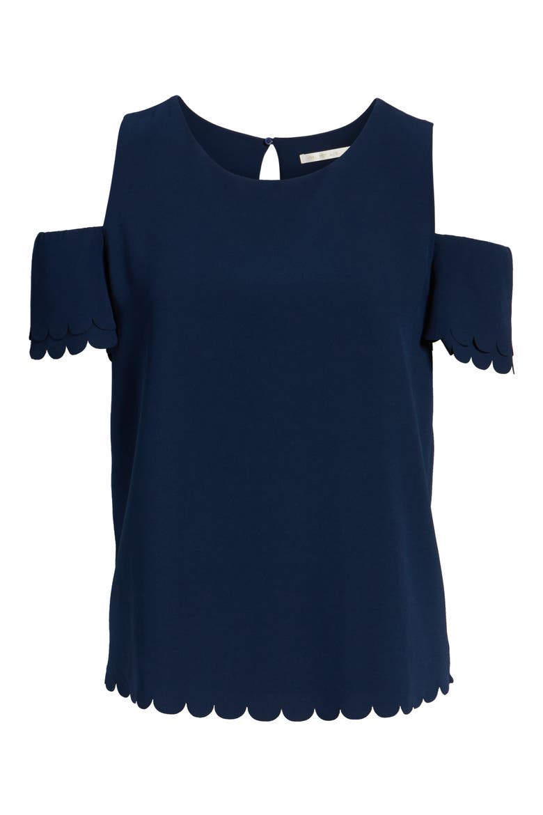 Mila Scallop Cold Shoulder Top, Alternate, color, NAVY