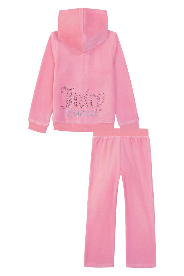 Embellished Velour Hoodie & Track Pants Set, Alternate, color, PINK