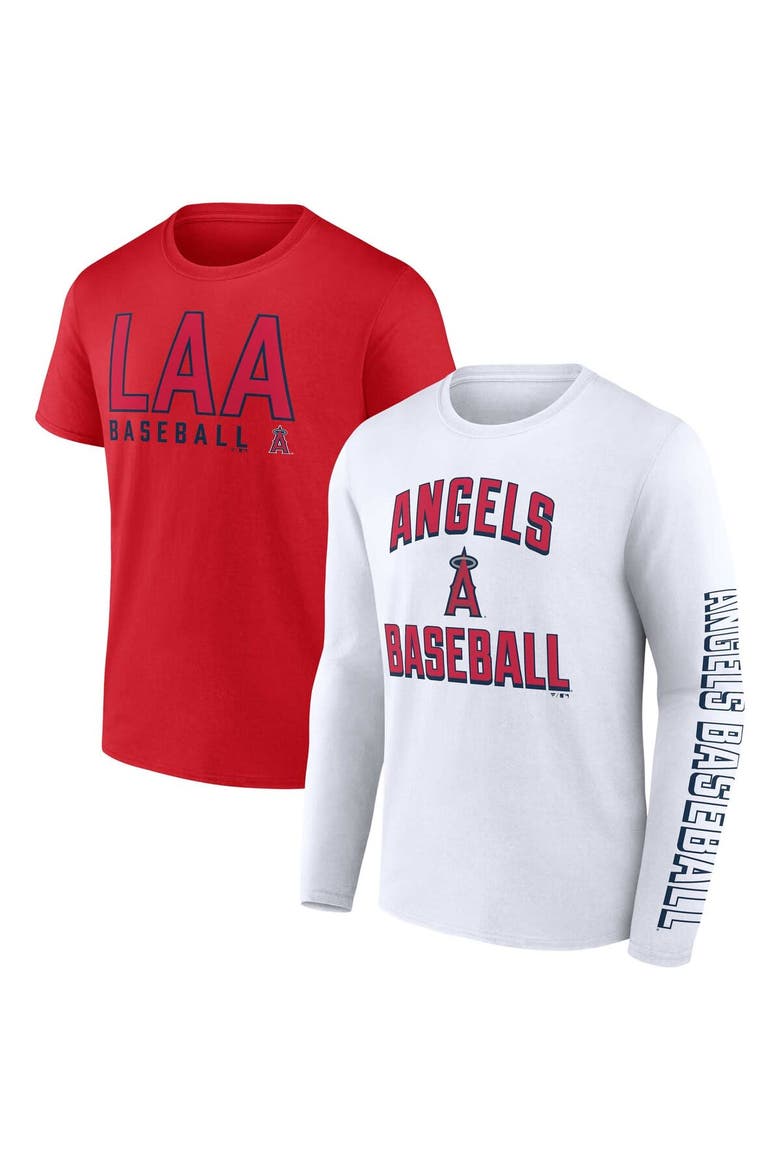 Men's Fanatics Branded Red/White Los Angeles Angels Two-Pack Combo T-Shirt Set, Main, color, Red