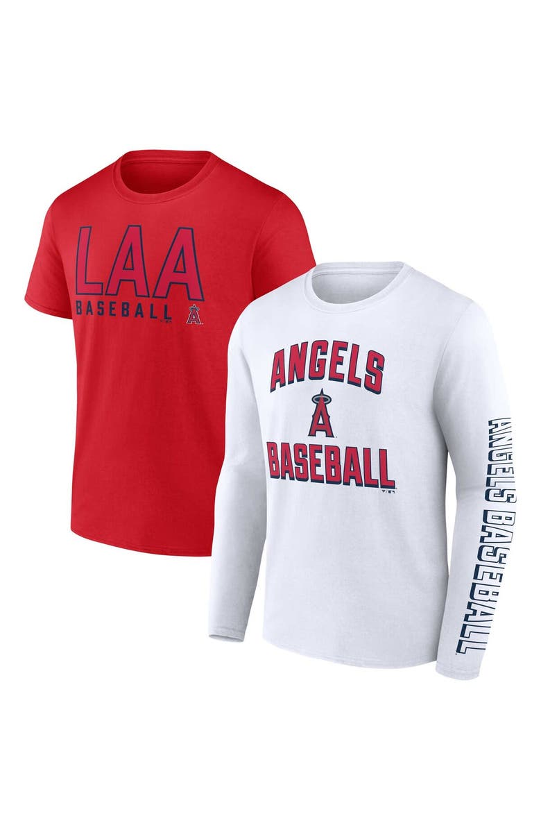 FANATICS Men's Fanatics Branded Red/White Los Angeles Angels Two-Pack Combo T-Shirt Set, Main, color, Red