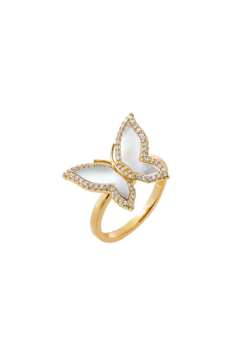 BY ADINA EDEN Pave Outline Colored Stone Butterfly Ring, Main, color, 