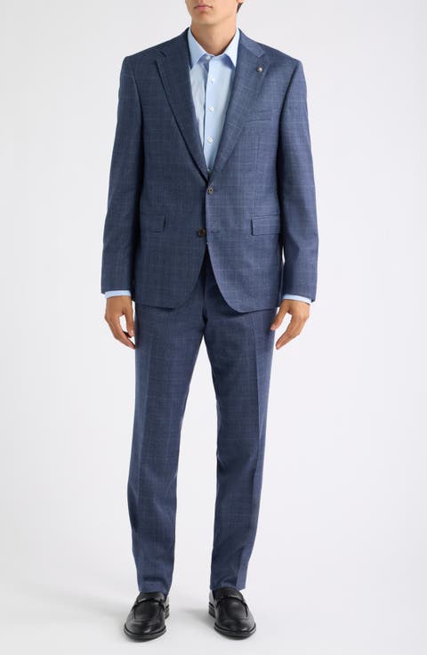 Esprit Contemporary Fit Mid Blue Check Super 110s Wool Suit