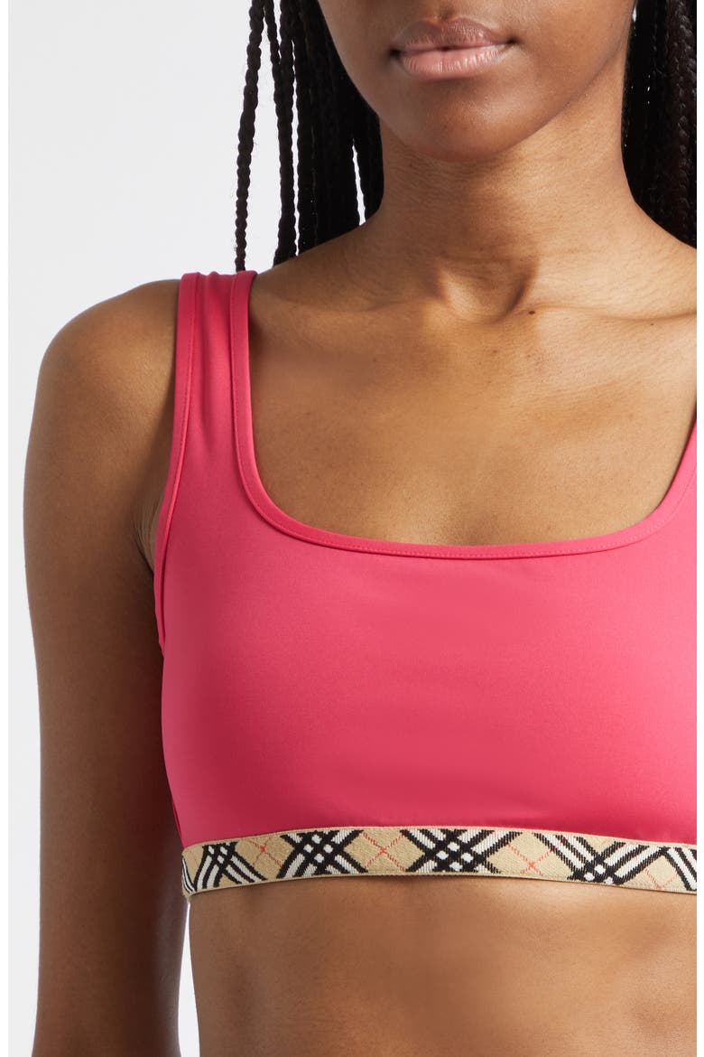 Check Trim Bikini Top, Alternate, color, JAM RED