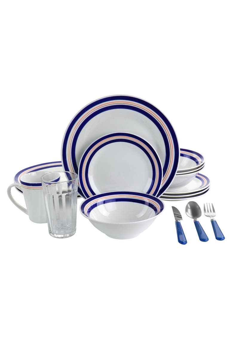 32 Piece Ceramic Dinnerware Set, Main, color, White
