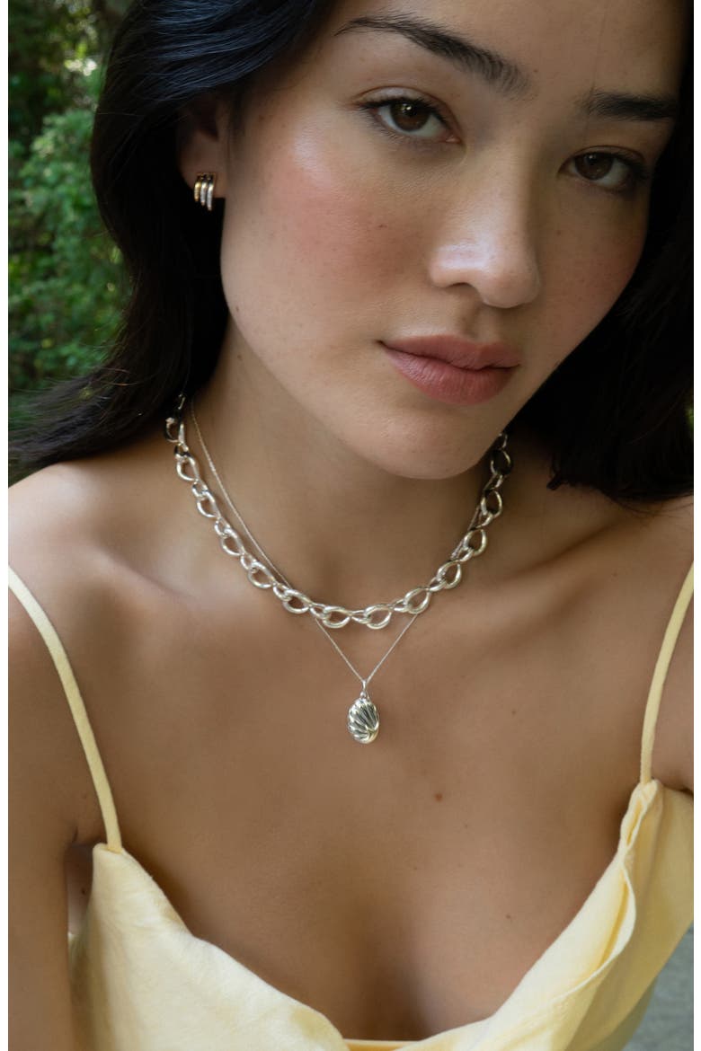 Neptune Shell 18k Gold and Sterling Silver Locket Necklace, Alternate, color, TWO TONE
