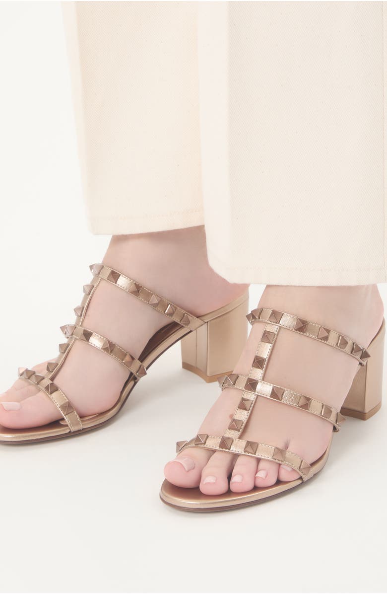 Valentino Rockstud Slide Sandal, Alternate, color, Skin
