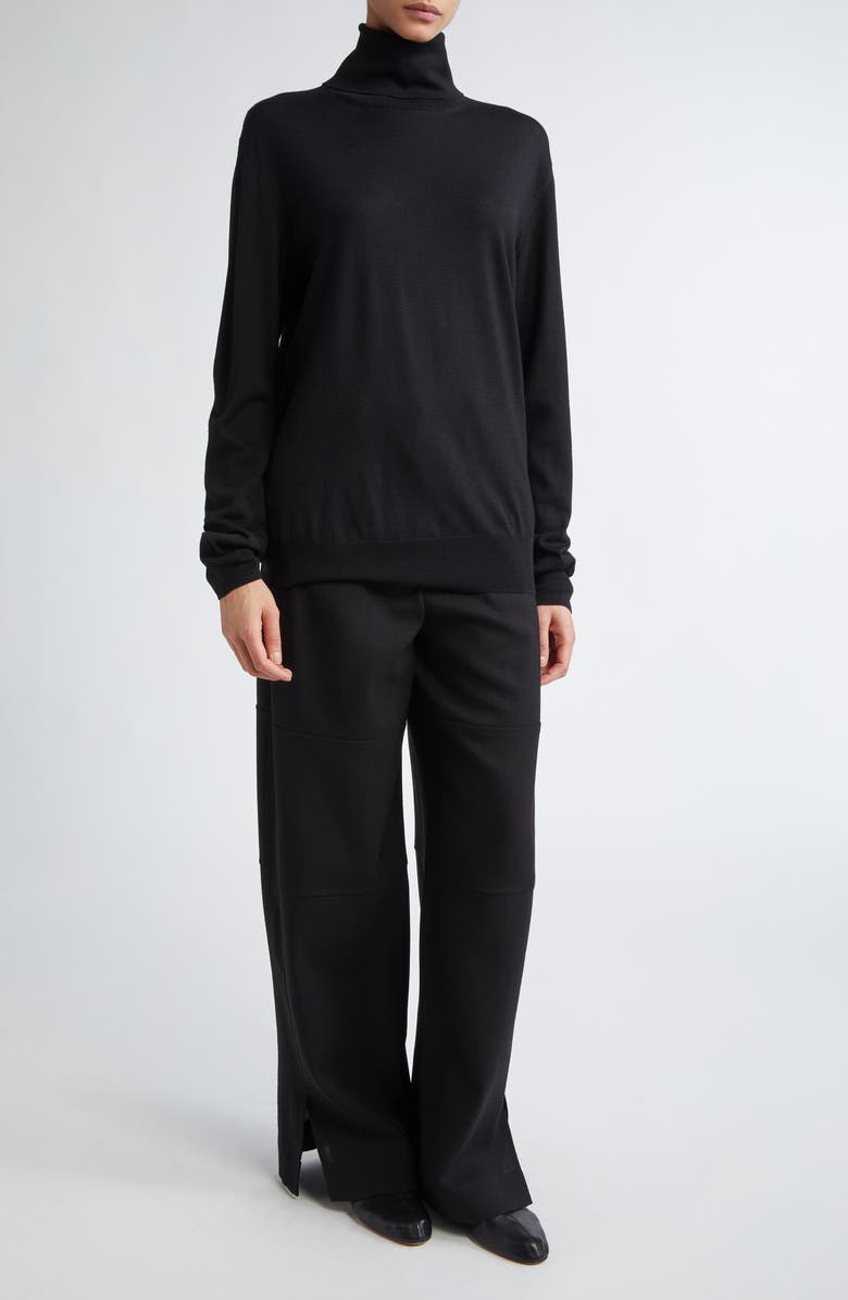 Jil Sander Wool Turtleneck Sweater, Alternate, color, Black