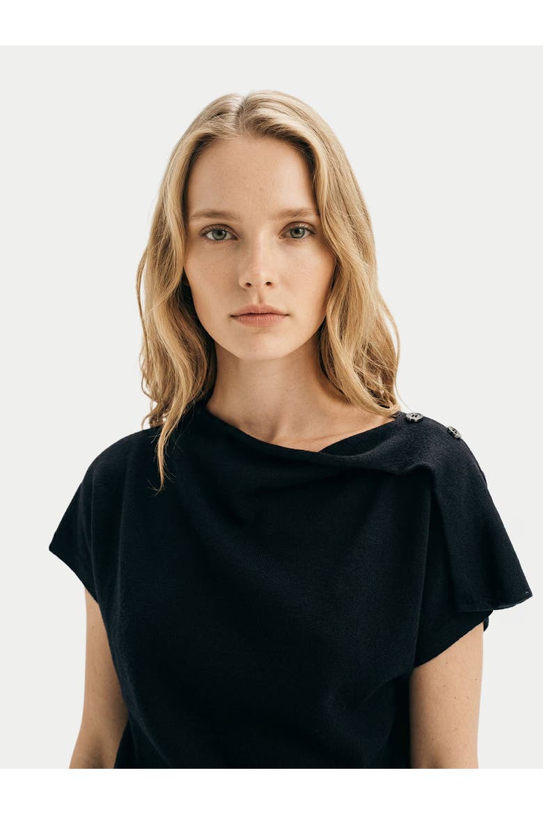 Cashmere Asymmetrical Top, Alternate, color, black
