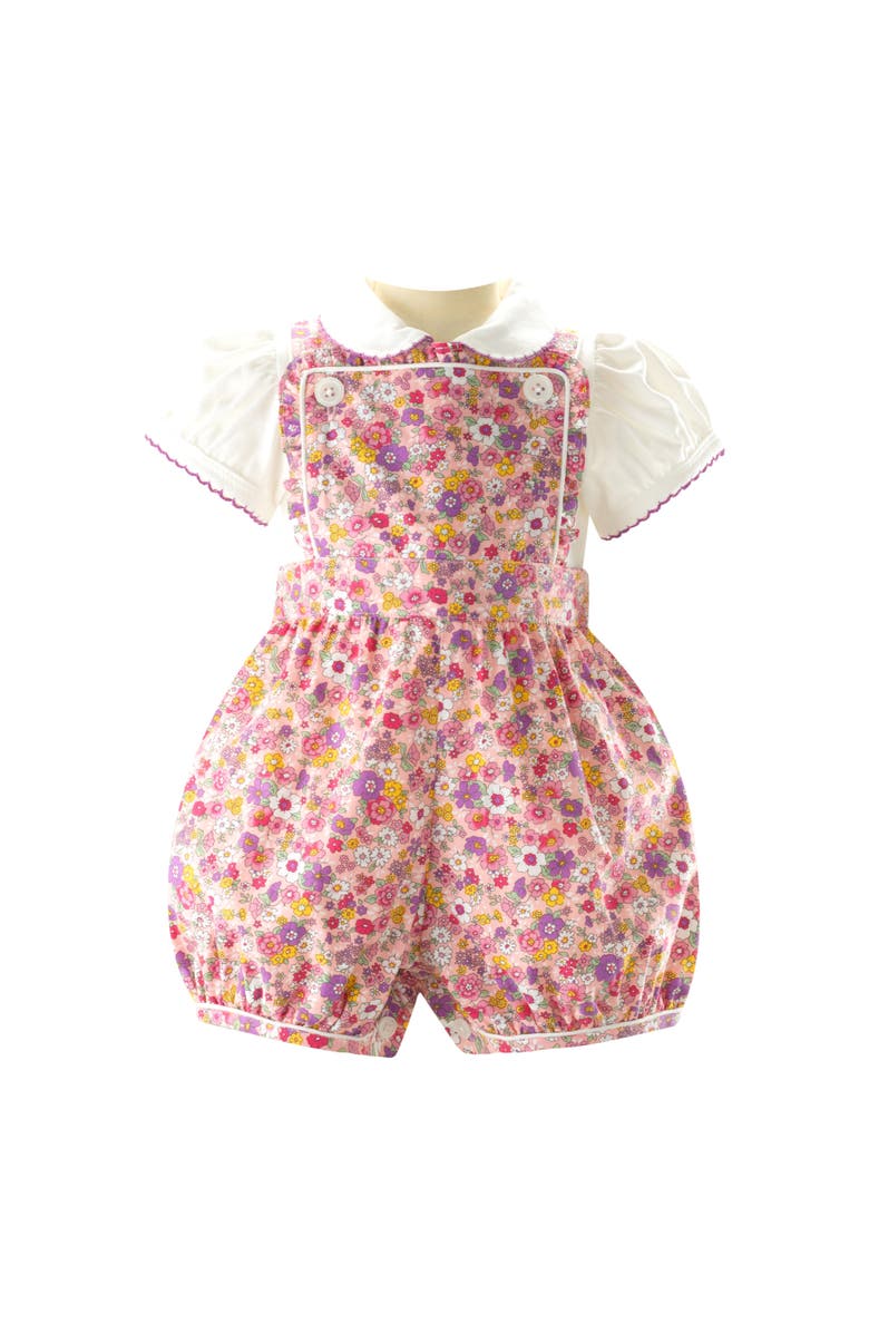 Rachel Riley Floral Dungaree Set, Main, color, 