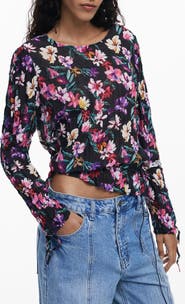 Desigual Floral Pintuck Top