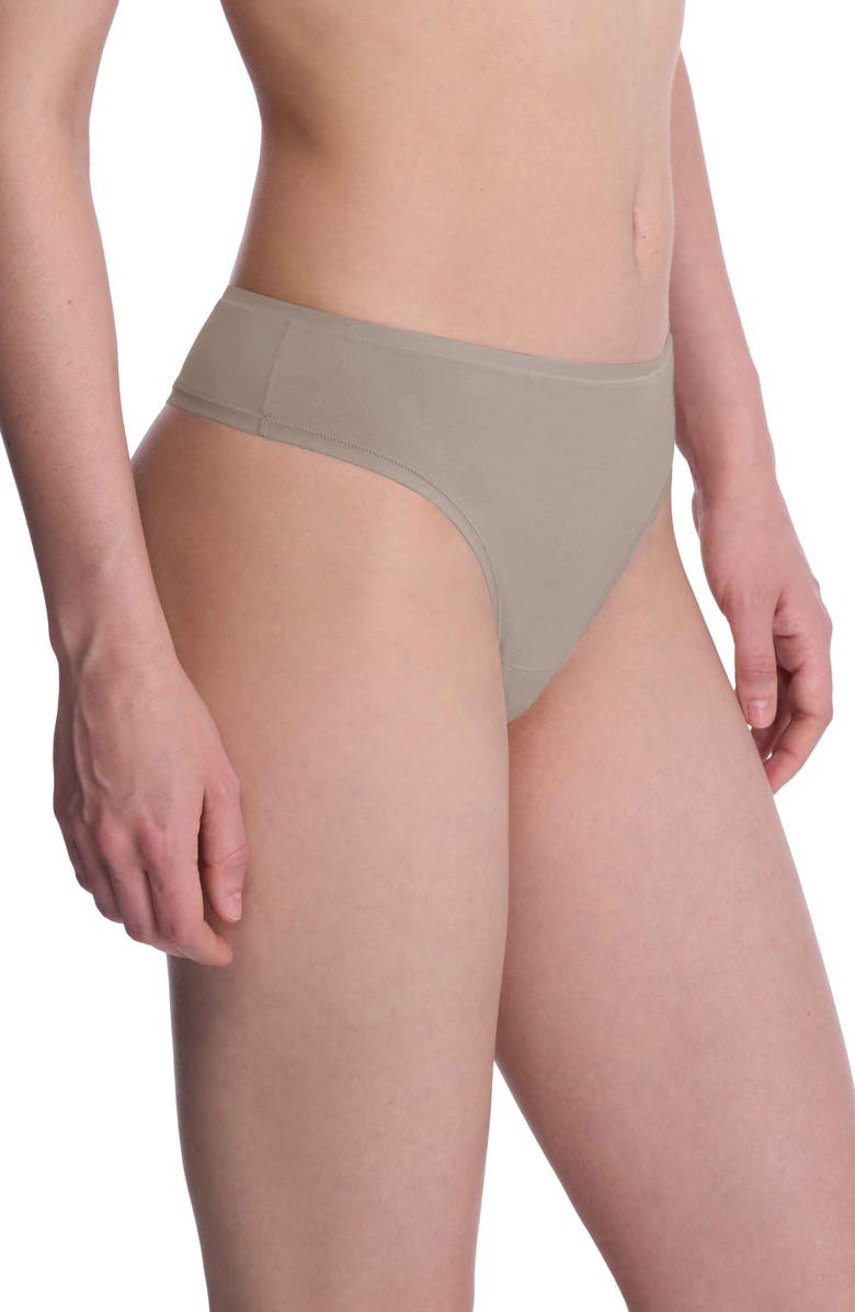 Natori Bliss Bare Cotton Thong, Alternate, color, Smoky