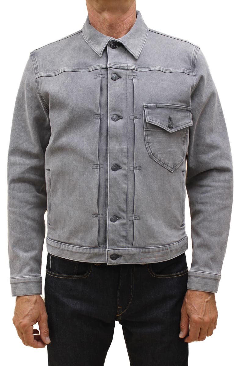 HIROSHI KATO Men's Stretch Denim Jacket, Main, color, Gray