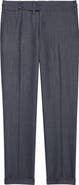 ISAIA Denim Effect Stretch Wool, Silk & Linen Cuffed Pants