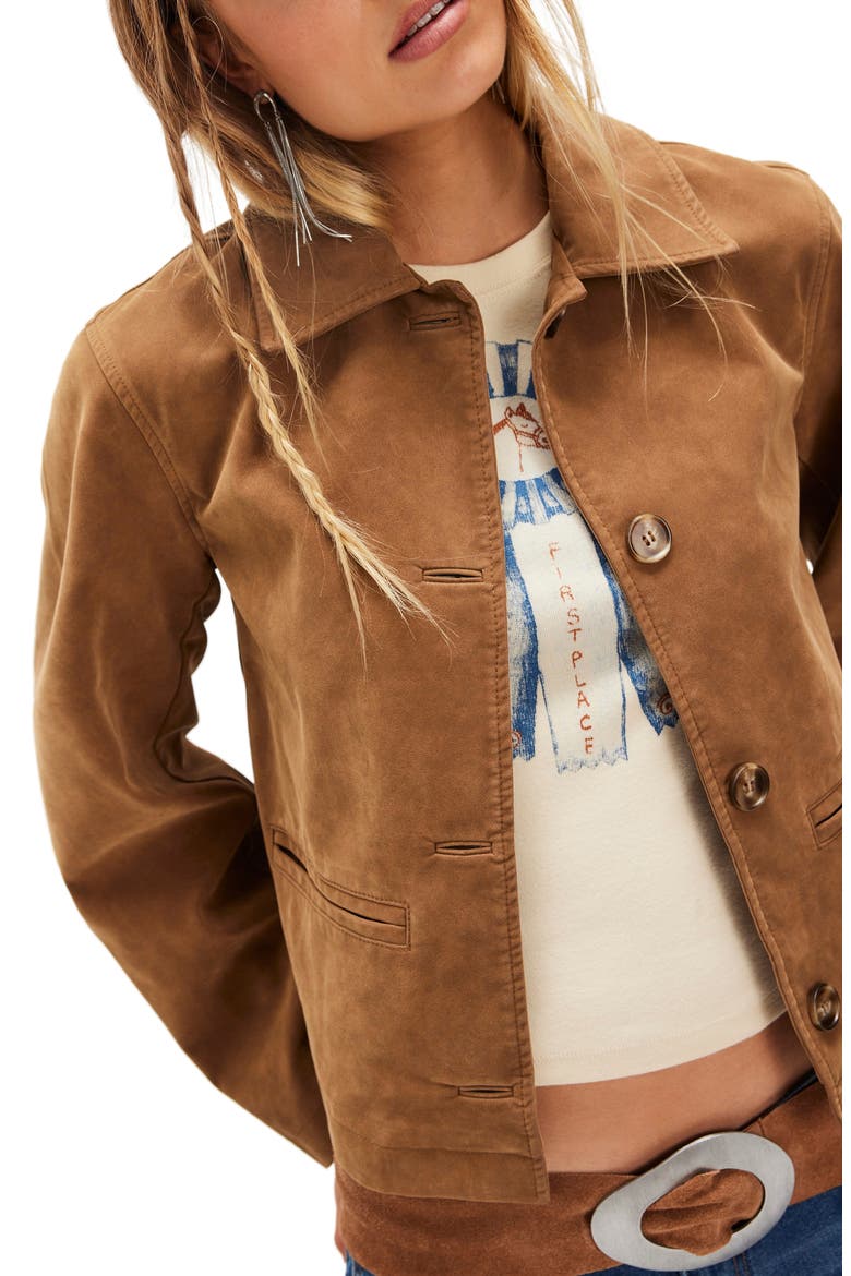 Hera Faux Leather Jacket, Alternate, color, CARAMEL CAFE