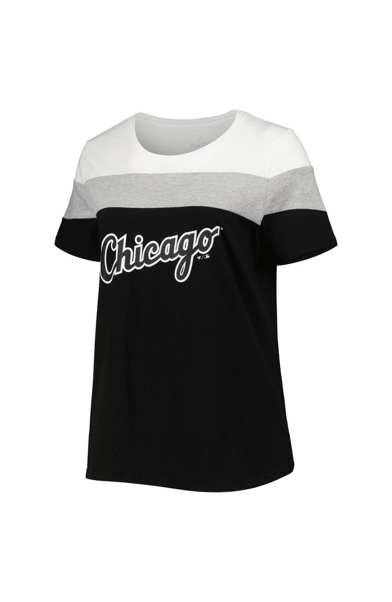 PROFILE Women's Black/Heather Gray Chicago White Sox Plus Size Colorblock T-Shirt, Alternate, color, Black