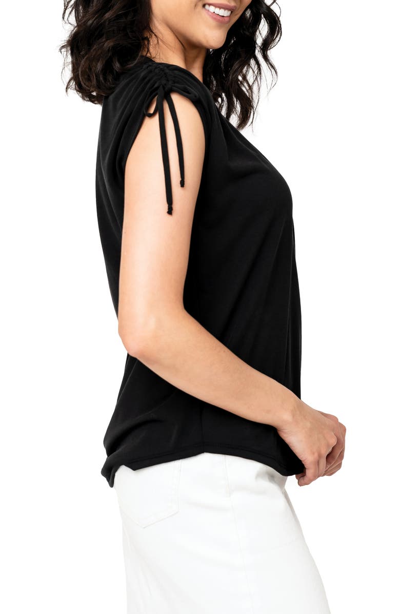 GIBSONLOOK Cinched Shoulder Cap Sleeve T-Shirt, Alternate, color, Black