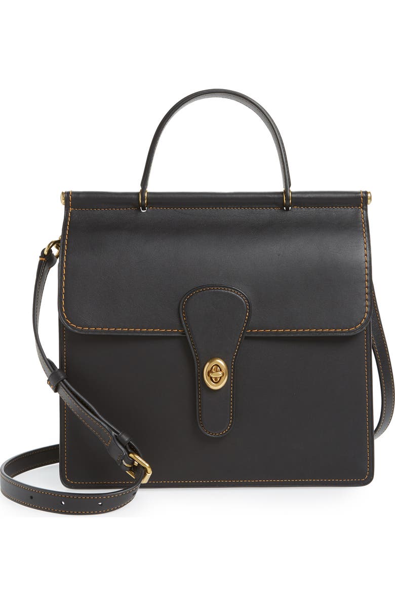 COACH Willis Leather Top Handle Satchel, Main, color,