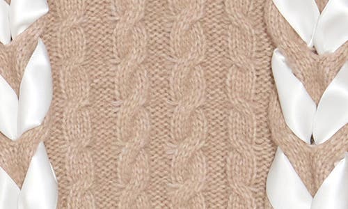 Nyc Knits By The Sweater Dept Bow Cable Stitch Sweater In Taupe Combo
