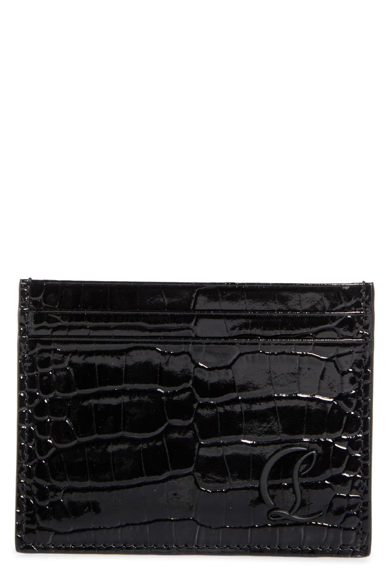 Mooncrest Lizard Embossed Leather Card Case, Main, color, BLACK