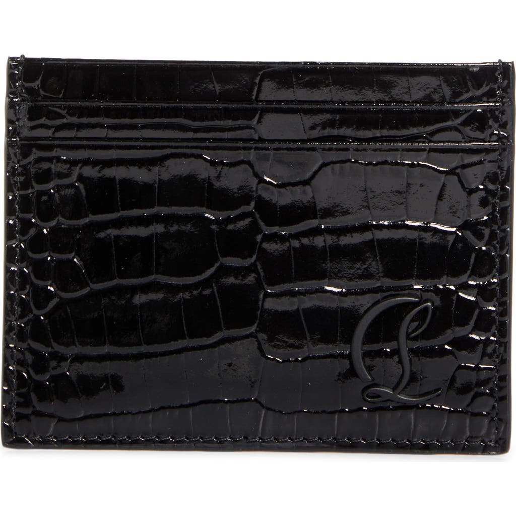 Christian Louboutin Mooncrest Lizard Embossed Leather Card Case In Black