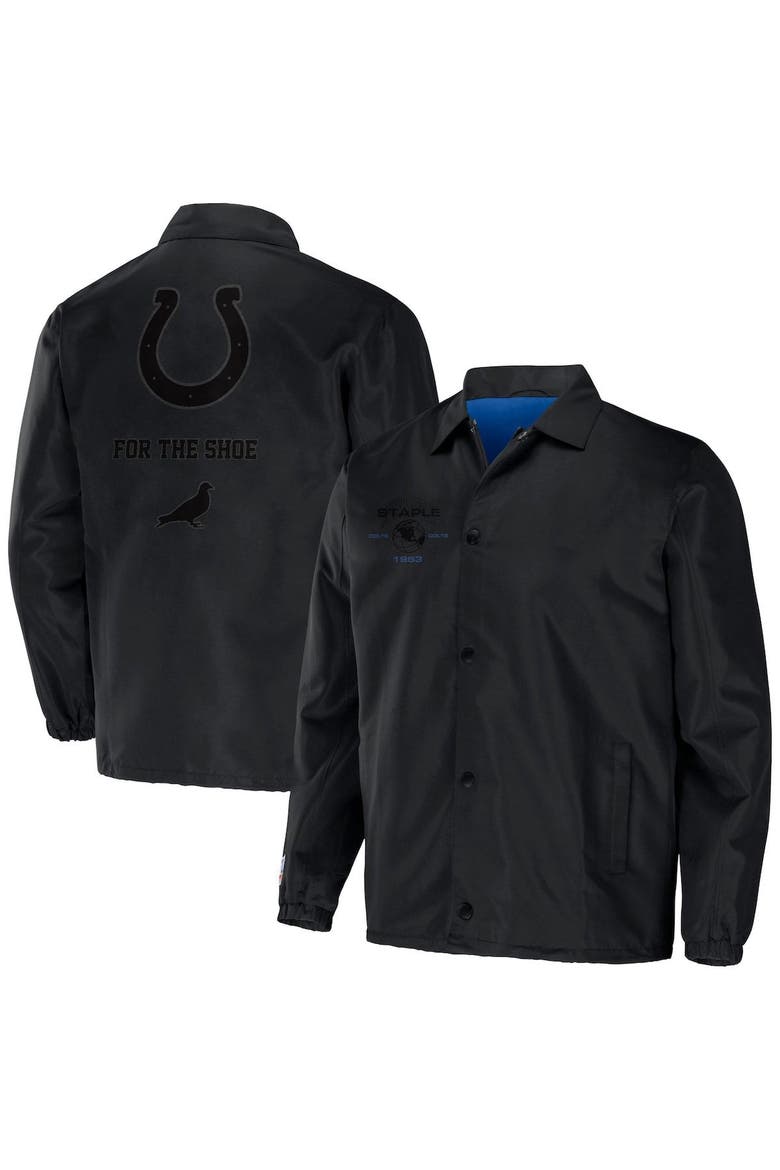 Men's NFL x Staple Black Indianapolis Colts Coaches Full-Snap Jacket, Main, color, Black