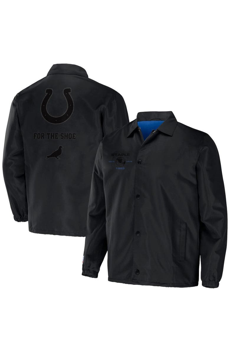 STAPLE Men's NFL x Staple Black Indianapolis Colts Coaches Full-Snap Jacket, Main, color,