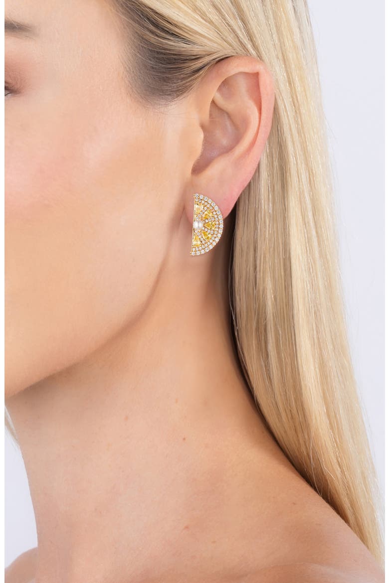 Sweet Lemon Cubic Zirconia Drop Earrings, Alternate, color, GOLD