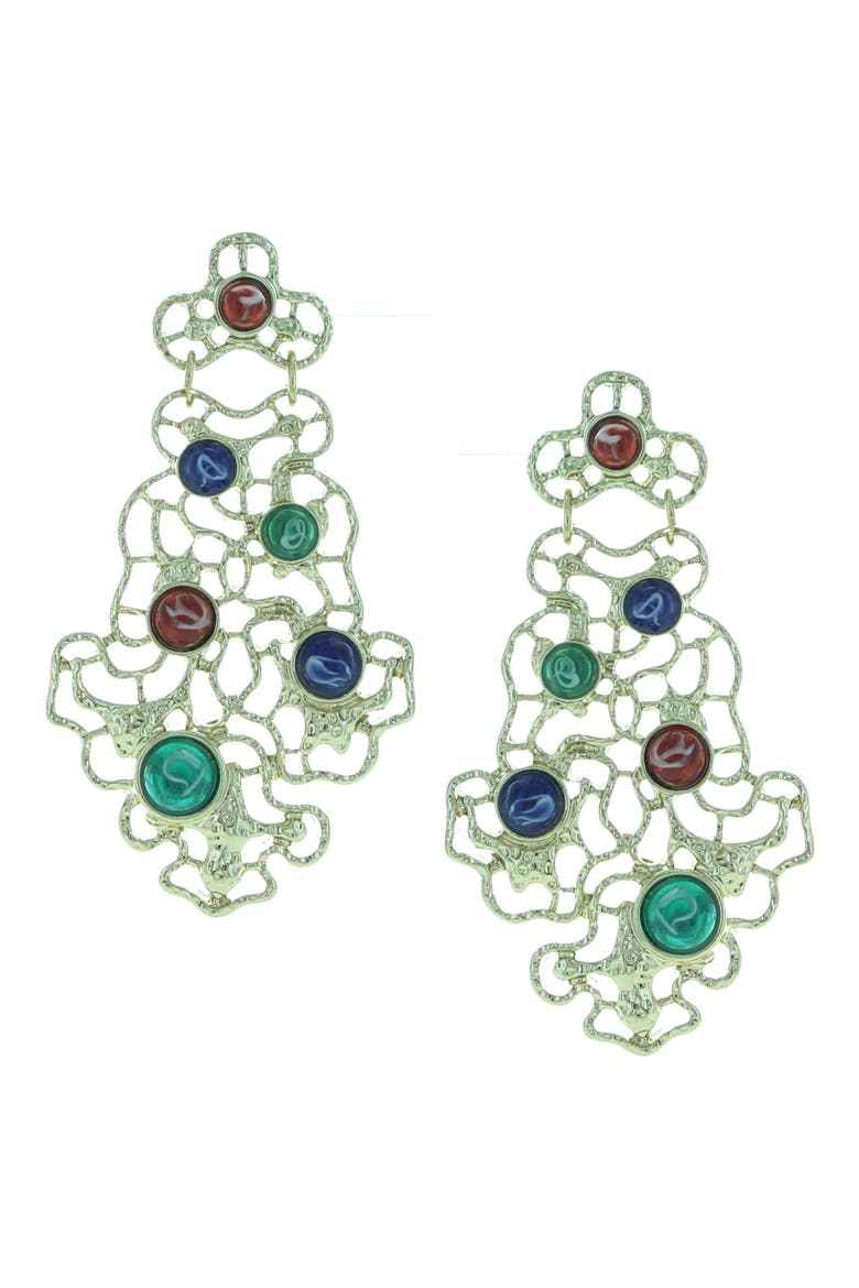 Nina Rainbow Dangle Earrings, Main, color, GOLD / MULTI