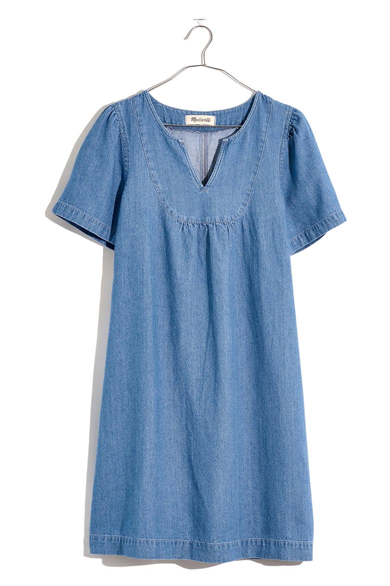 Denim Popover Swing Dress, Alternate, color, NEWSOM WASH