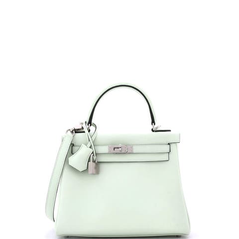 Kelly Handbag Green Swift with Palladium Hardware 25