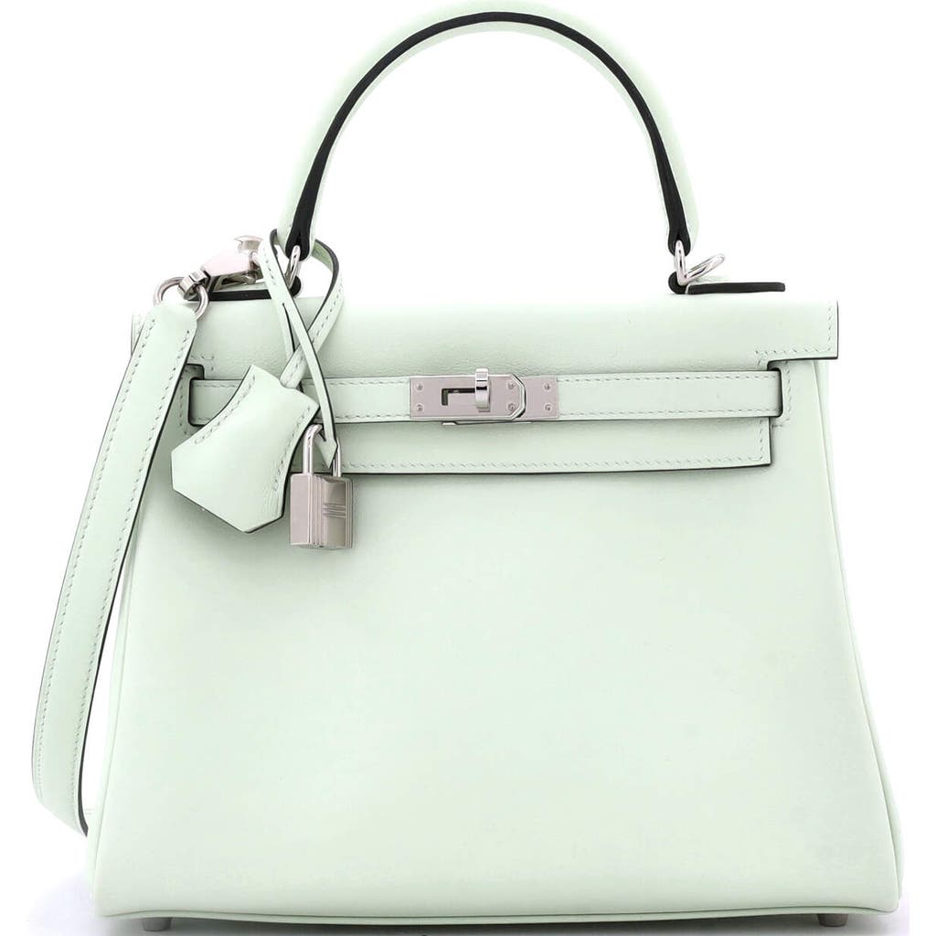 Pre-owned Hermes Hermes Kelly Handbag Green Swift With Palladium Hardware 25