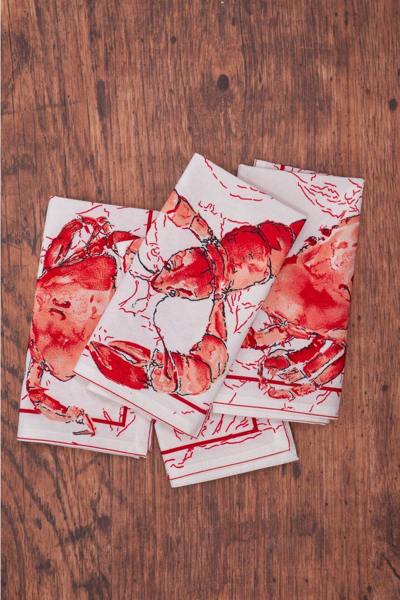 Feeling Crabby Luncheon Napkins, Set of 4, Alternate, color, White